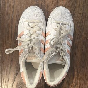 Adidas White and Pink Striped Sneakers